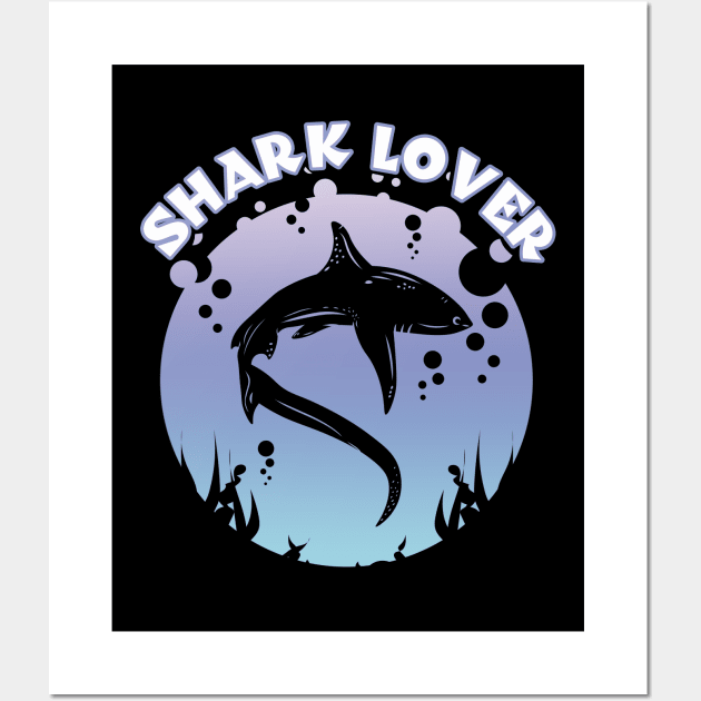 Shark Lover Graphic Design Wall Art by TMBTM